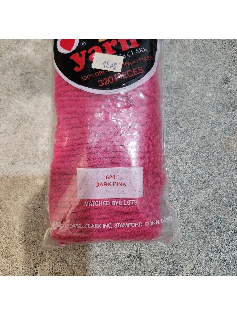 Vtg Red Heart Latch Hook Bulky Rug Yarn Dark Pink 628 NOS 3pkgs of 320pcs